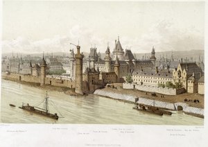 Louvren vid Karl V:s tid (cirka 1380) - i "Paris från 1200-talet till idag" av Hoffbauer, red. Firmin Didot & Cie av Theodor Josef Hubert Hoffbauer