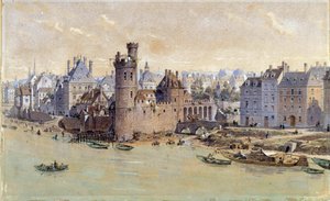 Utsikt över tornet i Nesles i Paris på 1600-talet. Akvarell av Theodore Joseph Hubert Hoffbauer (1839-1922) 1800-talet. Paris, Musée Carnavalet av Theodor Josef Hubert Hoffbauer