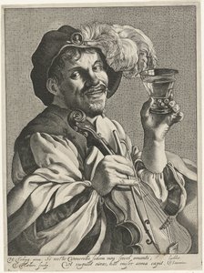 Man med fiol och rummar
