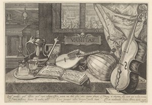Vanitas stilleben med musikinstrument