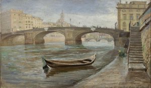 En mulen dag i Florens nära Ponte Santa Trinità av Theodor Philipsen