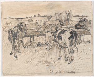Kalvar vid Gammelgårds brunn av Theodor Philipsen