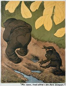 I fars fotspår (akvarell och penna) av Theodor Kittelsen