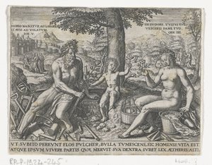 Bellenbladend jongetje Adelns och allmänningens emblem.../ Stam und Wapenbuchlein... (serietitel) av Theodor de Bry (attributed to)