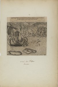 Appellit navis gallicai: qui inerant, redimunt a barbaris gossip pium ... (från boken Americae, del tre) av Theodor de Bry