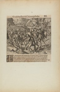 Crudelitas Petride Calyce Erga Indos. III. (från boken Americae, del fyra) av Theodor de Bry