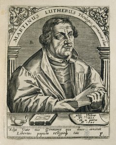 LUTHER, Martin (1483-1546). tysk religiös reformator. Gravyr. SPANIEN. MADRID (AUTONOMA GEMENSKAPEN). Madrid. Nationalbiblioteket av Theodor de Bry