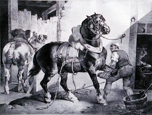 Smedjan (litho) av Theodore (after) Gericault