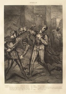 Othello-svit: nr 10 (akt 5, scen 1: Gatustriden: Rodrigo och Cassio) av Théodore Chassériau