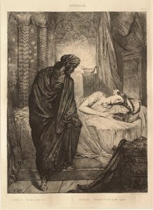 Othello-svit: nr 11 (akt 5, scen 2: Othello vid Desdemonas säng) av Théodore Chassériau