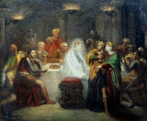 Spektrum av Banco Illustration för William Shakespeares verk "" MacBeth". Målning av Theodore Chasseriau (1819-1856) 1854 Reims, Musee des Beaux Arts av Théodore Chassériau