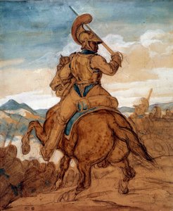 Carabinier eller cuirassier till häst Akvarell, gouache, tvätt av Theodore Gericault (1791-1824) 1800-tal sön. 0,25x0,22 m Paris, Louvren av Theodore Gericault