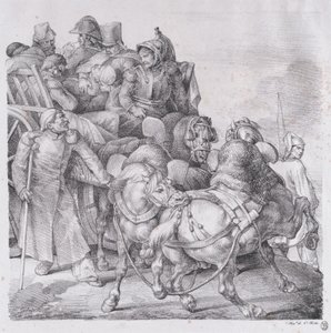 Vagn lastad med sårade soldater, 1818. av Theodore Gericault
