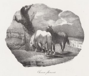 Flamländska hästar (Flemish Horses) av Theodore Gericault