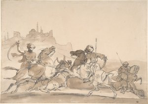 Strid mellan orientaliska ryttare av Theodore Gericault
