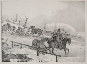 Fyra olika ämnen: Vagnen klättrar upp för en kulle av Theodore Gericault
