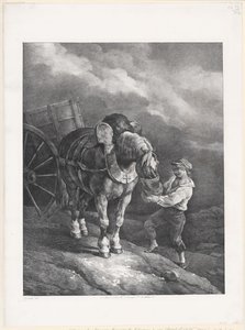 Pojke som matar havre till en uppspänd häst (A Boy Giving Oats to a Hitched Horse) av Theodore Gericault