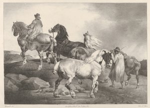 Hästar som körs till en marknad av Theodore Gericault