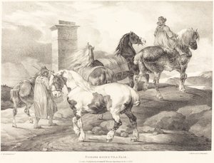 Hästar som går till en mässa av Theodore Gericault