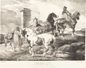 Hästar som går till en mässa av Theodore Gericault