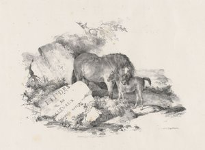 Ston och hennes föl, frontispis (The Mare and Its Colt, Frontispiece) av Theodore Gericault