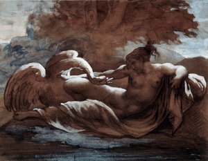 Leda och svanen. Teckning av Theodore Gericault (1791-1824) av Theodore Gericault