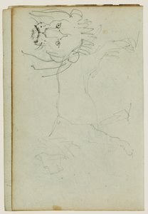 Lejon som går, lejonansikte av Theodore Gericault