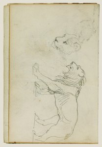 Lejon som går, huvud av en lejonhona av Theodore Gericault