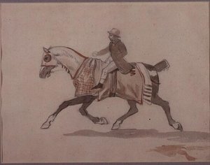 Liten brudgum på en travhäst (penna och akvarell) av Theodore Gericault