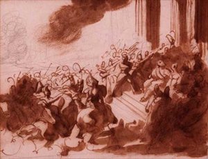 Ludvig XVIII tar en parad på Champ de Mars (penna, penna, brunt bläck och tvätt) av Theodore Gericault