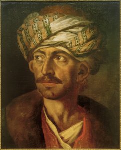 Mansporträtt (förmodligen Mustafa) av Theodore Gericault