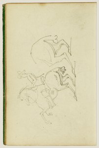 Man på en häst som reser sig på bakbenen, studie av hästens bakben av Theodore Gericault