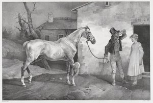 En gammal häst vid dörren till ett värdshus av Theodore Gericault