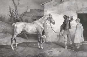 Gammal häst vid en värdshusdörr, 1822. av Theodore Gericault