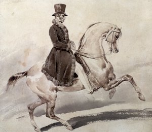 Ryttare i kappa kantad med päls av Theodore Gericault
