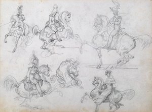 Ryttare på stigande hästar av Theodore Gericault