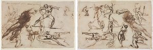 Skissblad (recto) Skissark (verso) av Theodore Gericault
