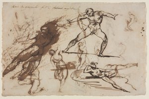 Blad med skisser (recto) Blad med skisser (verso) av Theodore Gericault