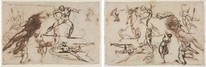 Skissblad (recto) Skissark (verso) av Theodore Gericault