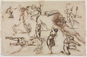 Skissblad (verso) av Theodore Gericault