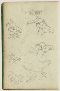 Sex studier för man vid sidan av en häst som stretar emot av Theodore Gericault