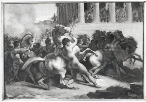 Studie för tävlingen med barbariska hästar av Theodore Gericault