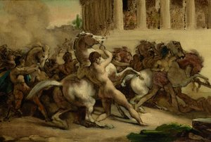 The Race of the Riderless Horses, 1817 (olja och penna och bläck på papper på duk)