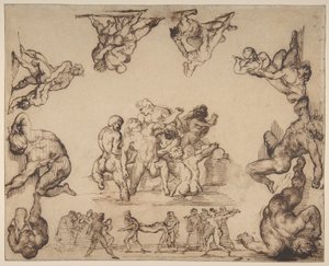 Räddningen av en drunknande man (framsidan); Studie av en häst (baksidan) av Theodore Gericault