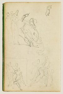 Tre kompositionsstudier av figurgrupper av Theodore Gericault