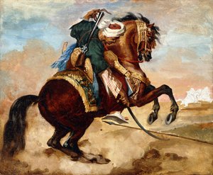 Turk som rider på en brun Alezan-häst, ca 1810