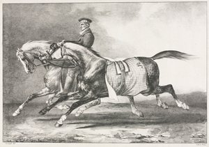 Två fläckiga hästar tränar, 1822. av Theodore Gericault
