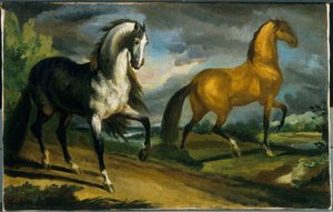 Two Horses av Theodore Gericault