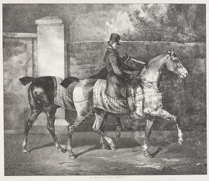 Två hästar som tränas av en jockey av Theodore Gericault