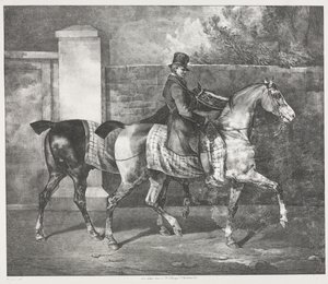 Två hästar som tränas av en jockey av Theodore Gericault
